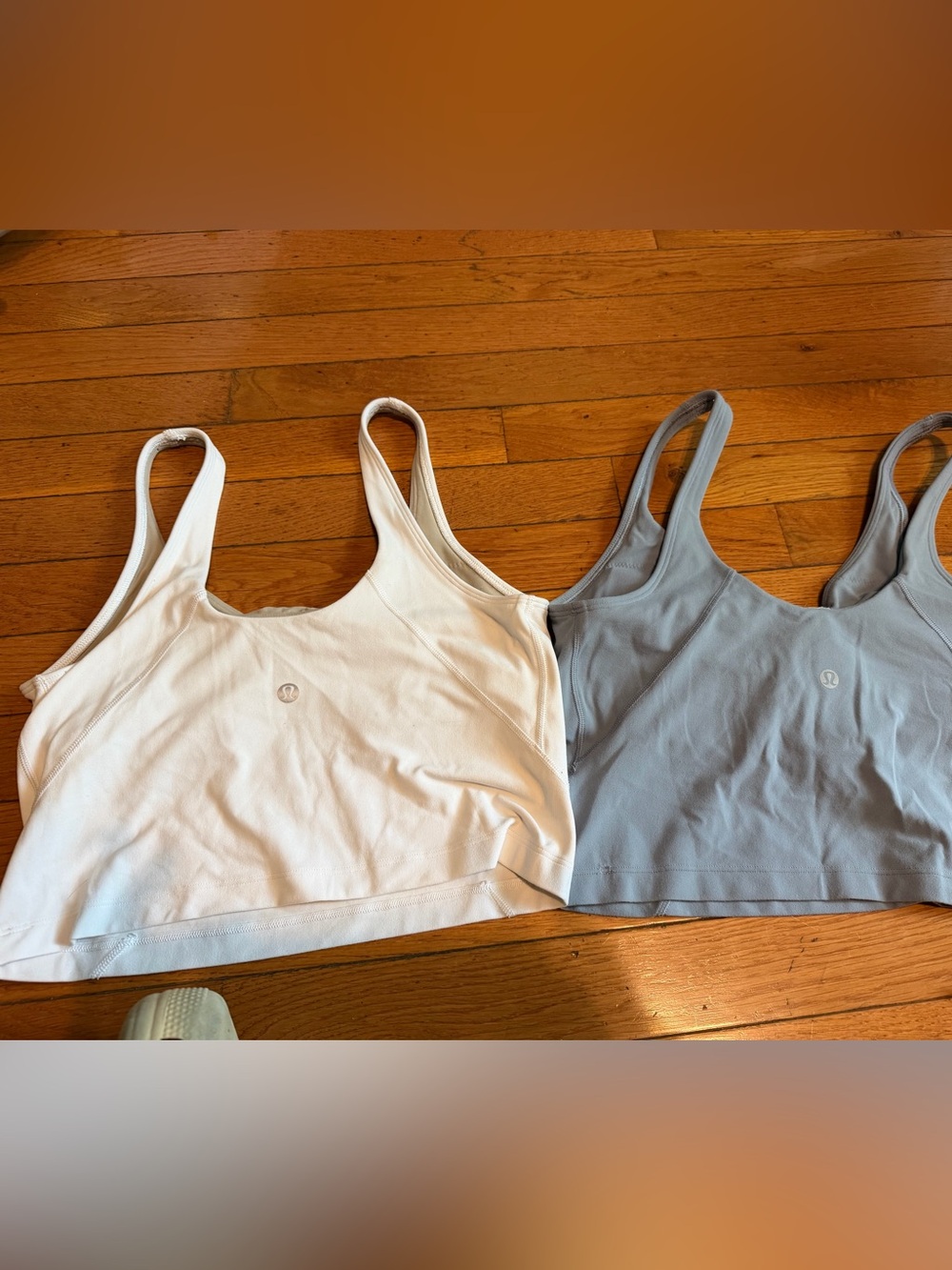lululemon athletica Scoop Neck Crop Tank - White & Light Blue